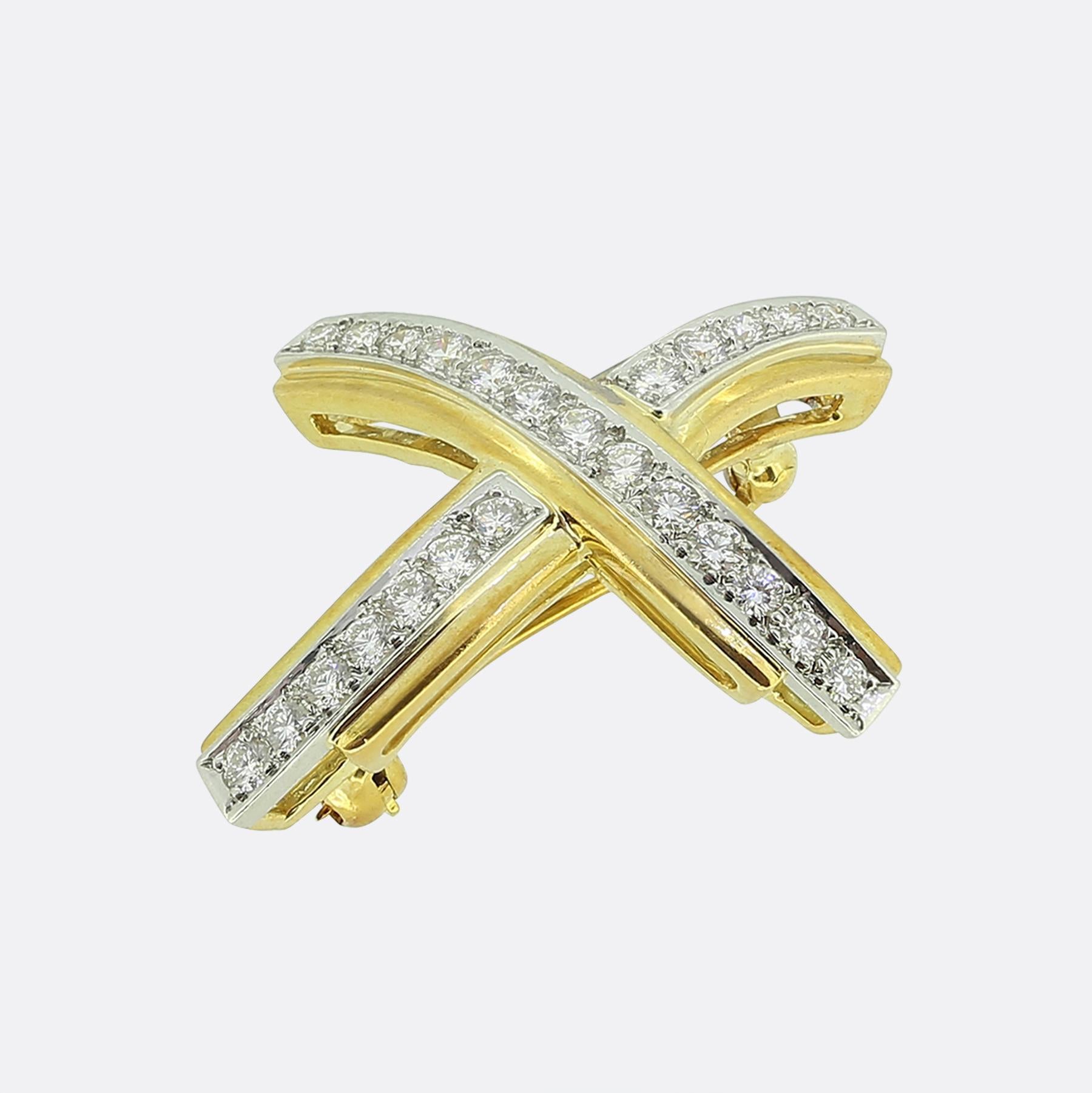 Taille brillant Tiffany & Co. Broche Paloma Graffiti Diamond X en vente