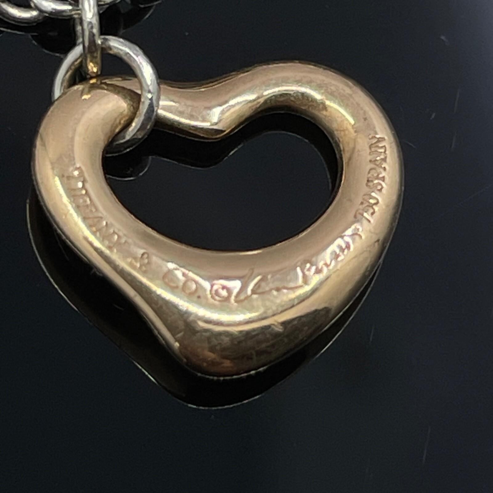 Tiffany & Co Paloma Peretti Open Heart Charm Bracelet 18k Rose Gold and Silver Bon état - En vente à Orlando, FL