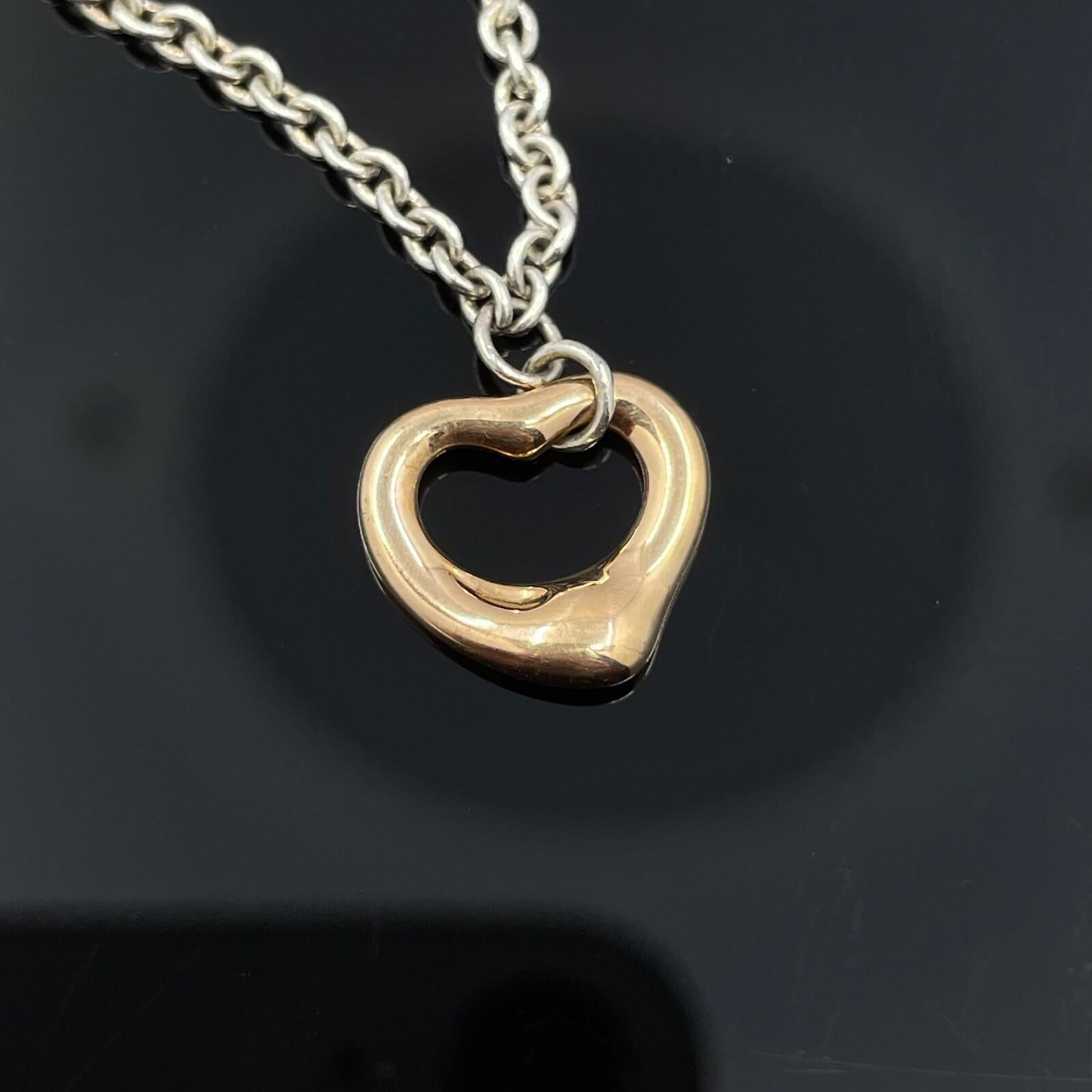 Tiffany & Co Paloma Peretti Open Heart Charm Bracelet 18k Rose Gold and Silver Unisexe en vente