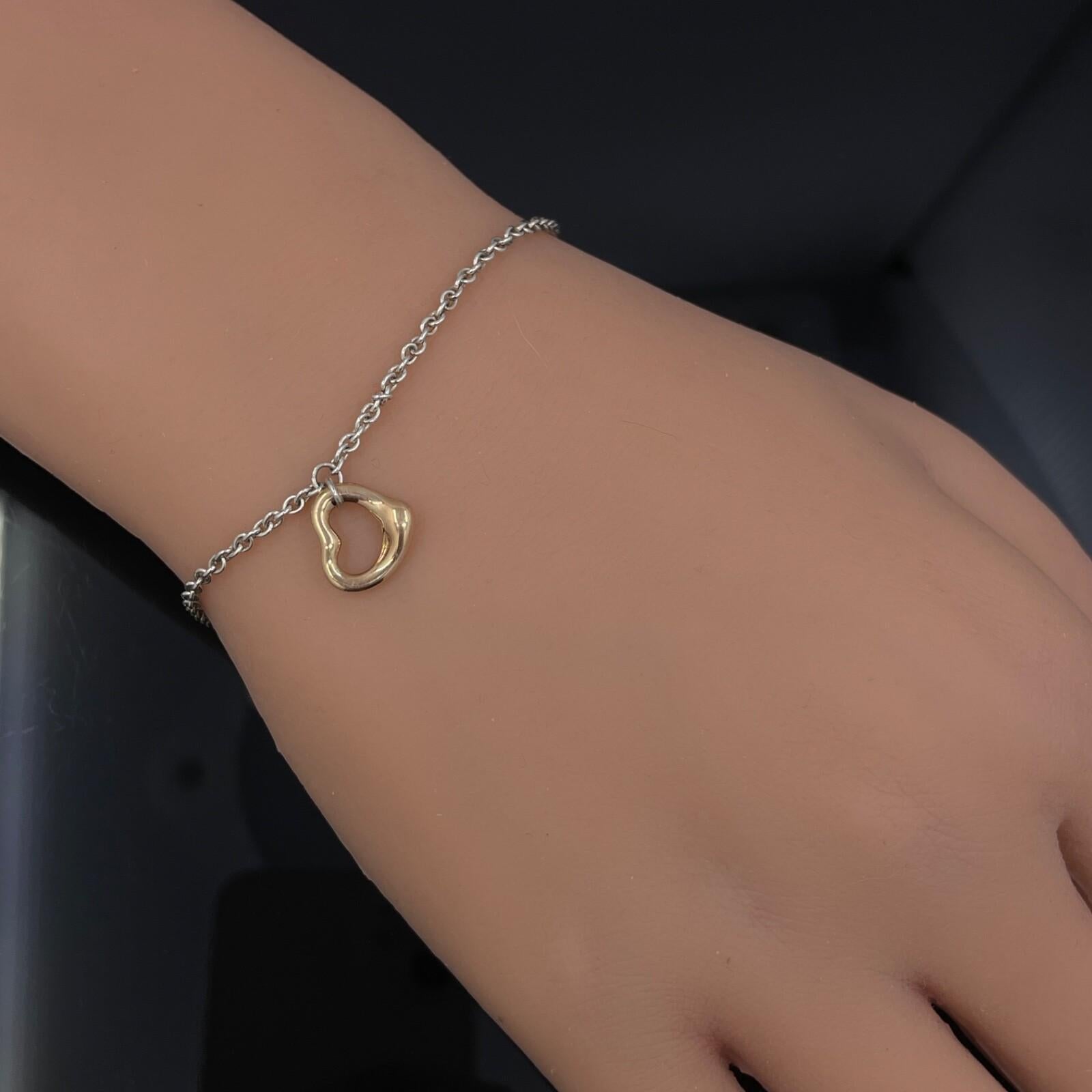Tiffany & Co Paloma Peretti Open Heart Charm Bracelet 18k Rose Gold and Silver en vente 4