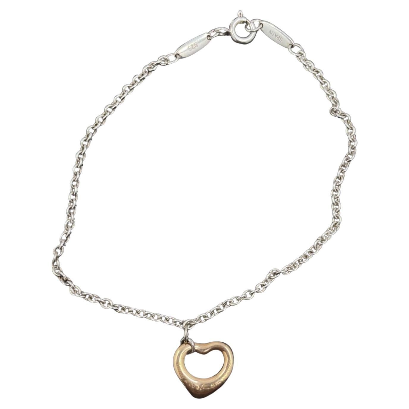 Tiffany & Co Paloma Peretti Open Heart Charm Bracelet 18k Rose Gold and Silver en vente