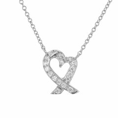 Tiffany & Co Paloma Picasso .12 Carat Diamond Platinum Heart Pendant Necklace