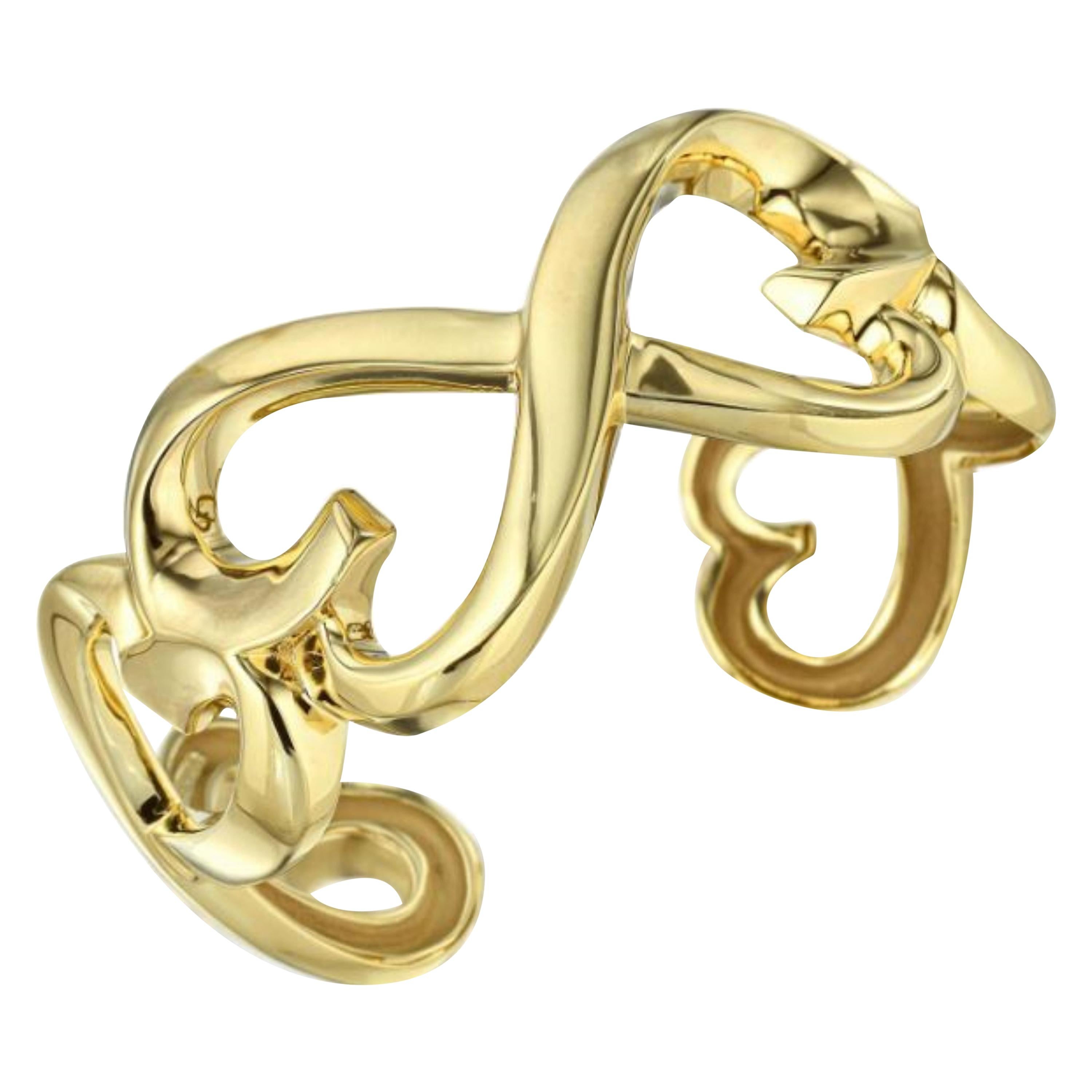 Tiffany & Co. Paloma Picasso Bracelet manchette « Double Loving » en or 18 carats en vente