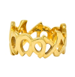 Tiffany & Co. Paloma Picasso 18 Karat Gold Graffiti Love and Kisses Band Ring