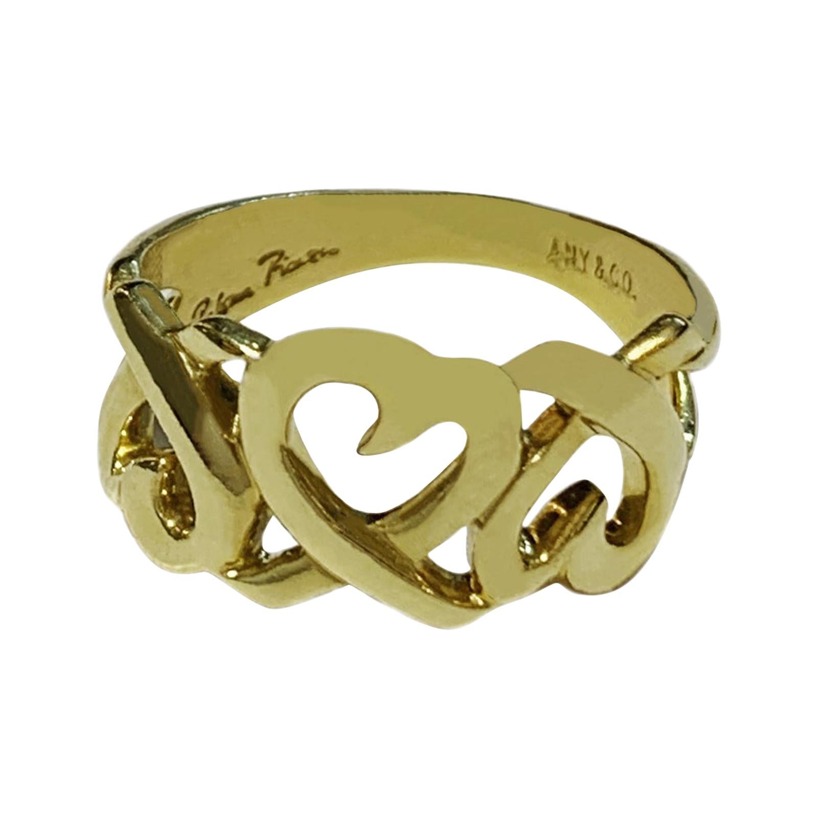 gids Erfenis Calligrapher Tiffany and Co. Paloma Picasso 18 Karat Loving Heart Ring For Sale at  1stDibs