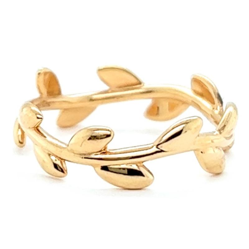 Tiffany & Co Paloma Picasso 18 Karat Rose Gold Olive Leaf Narrow Band Ring In Excellent Condition In Beverly Hills, CA