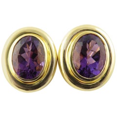 Tiffany & Co. Paloma Picasso 18 Karat Yellow Gold Amethyst Oval Earrings