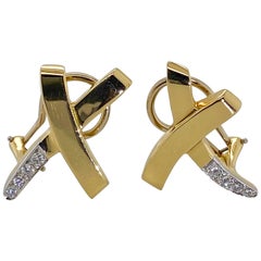Tiffany & Co. Paloma Picasso 18 Karat Yellow Gold and Diamond Kiss Earrings