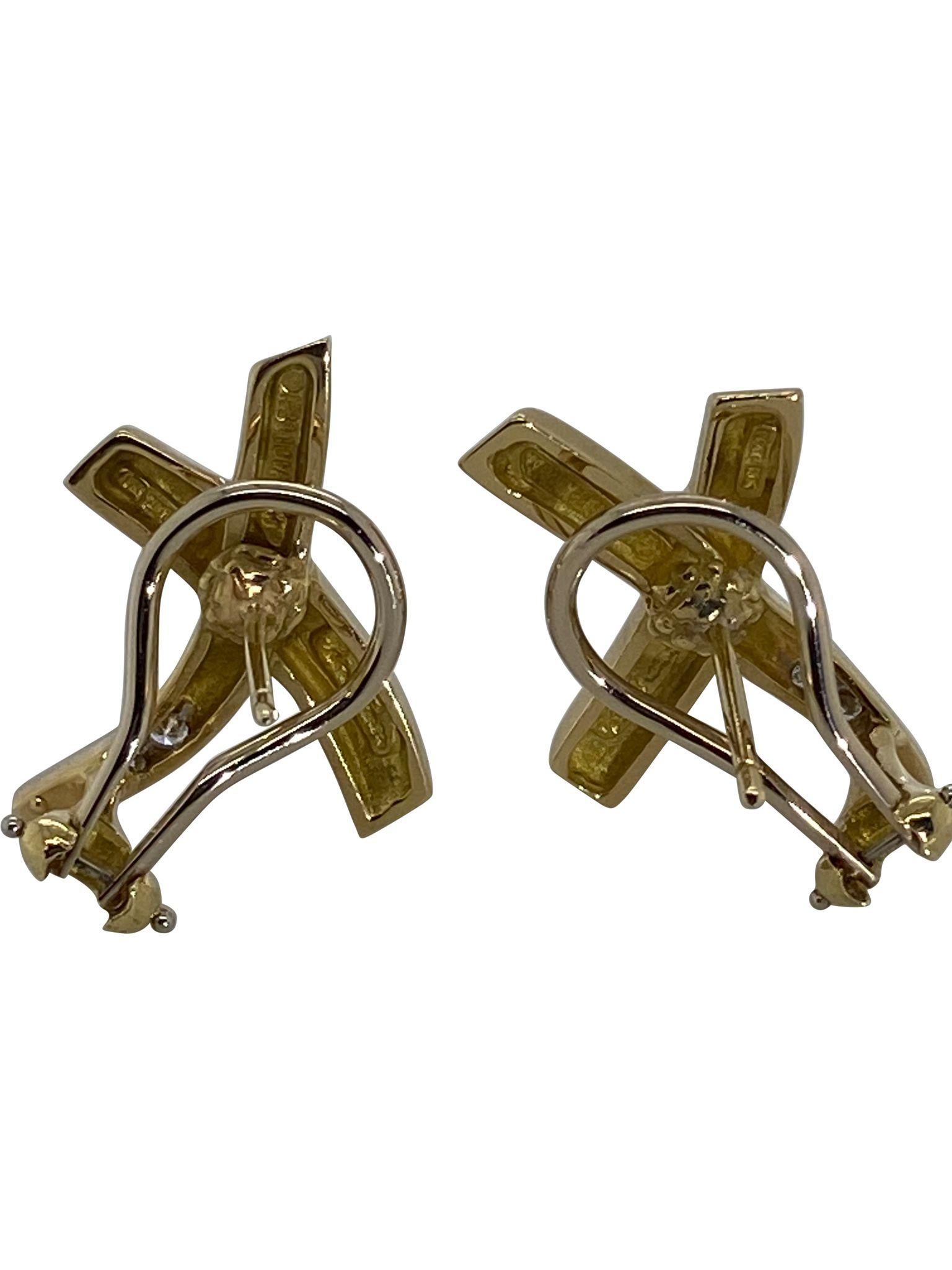 Tiffany & Co. Paloma Picasso 18 Karat Yellow Gold and Diamond Kiss Earrings 1