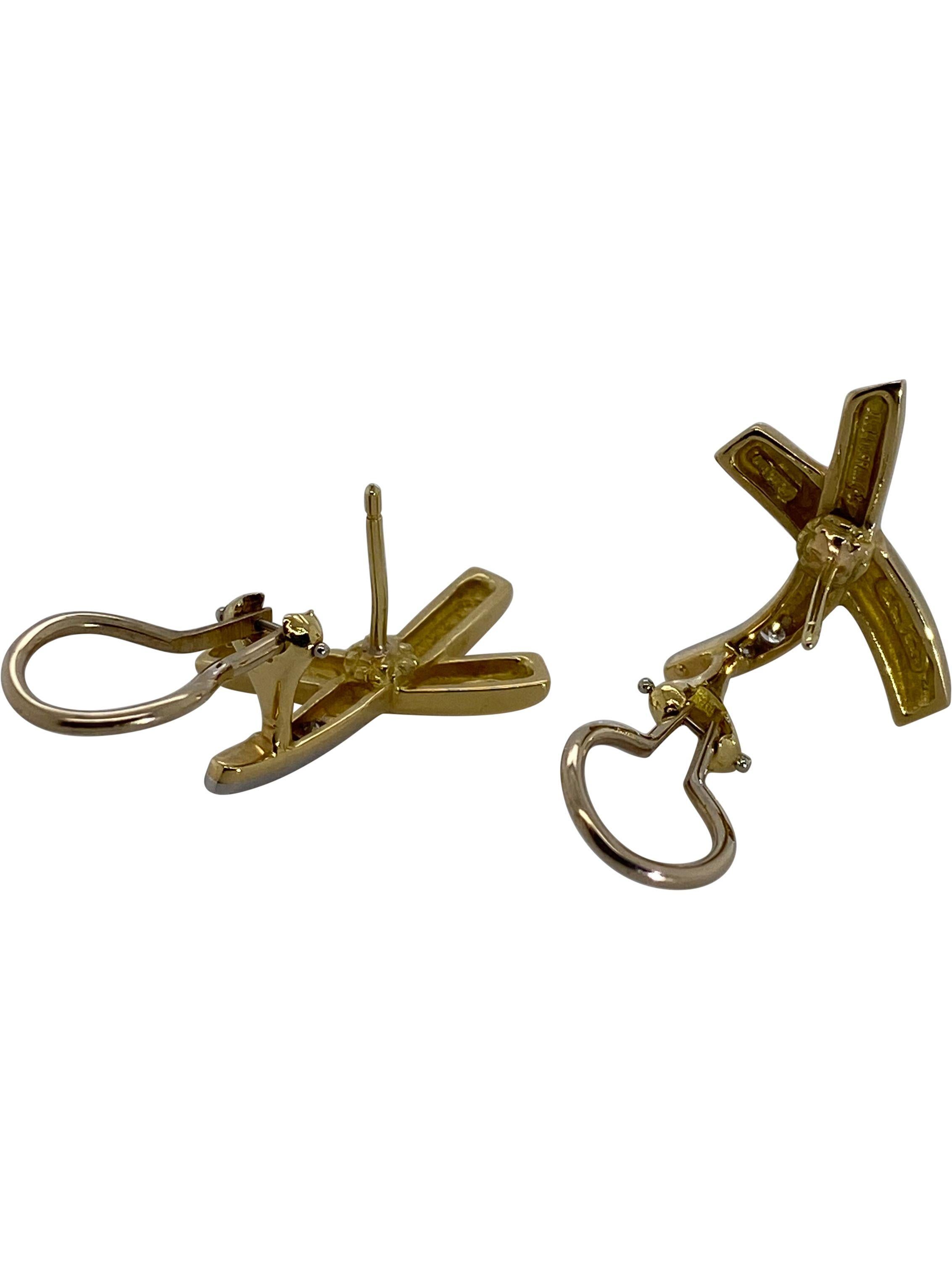 Contemporary Tiffany & Co. Paloma Picasso 18 Karat Yellow Gold and Diamond Kiss Earrings