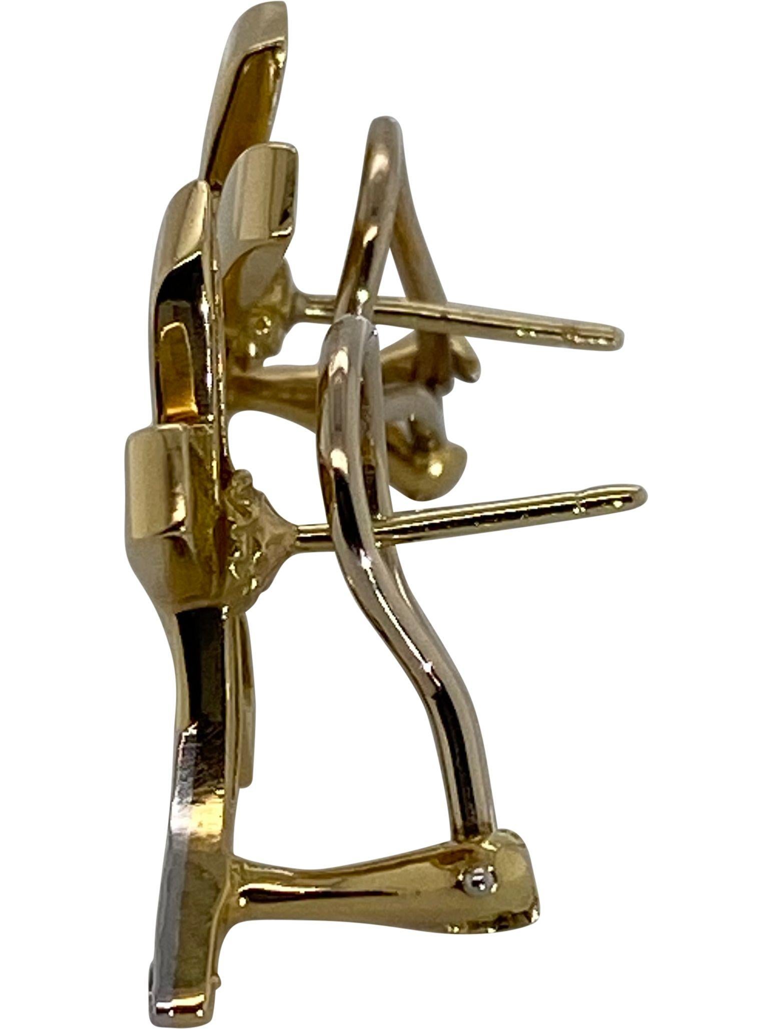 Brilliant Cut Tiffany & Co. Paloma Picasso 18 Karat Yellow Gold and Diamond Kiss Earrings