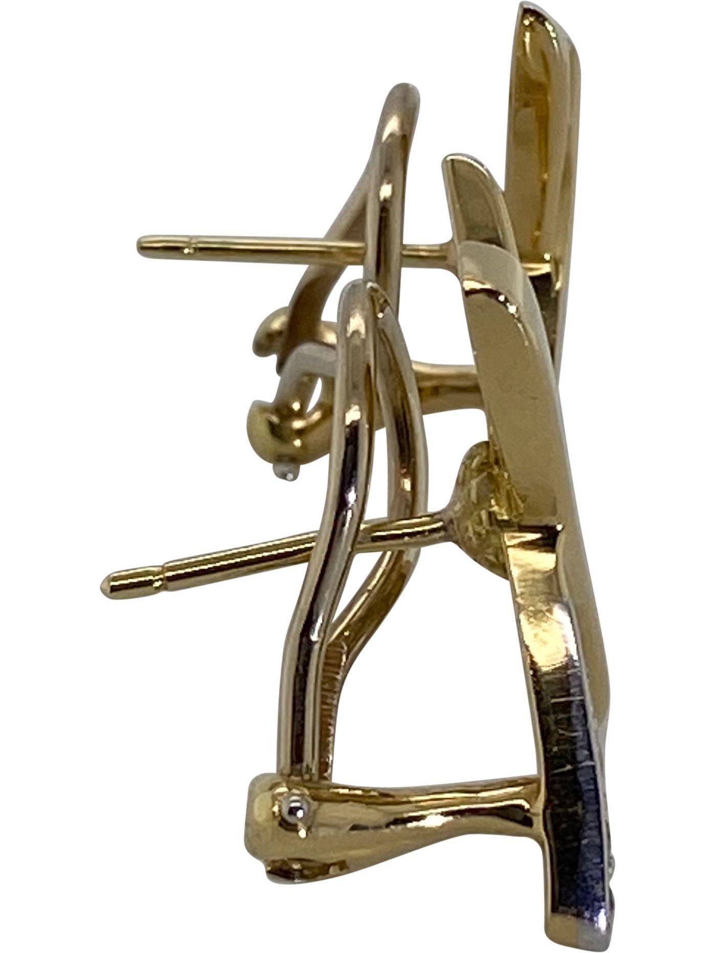 Tiffany & Co. Paloma Picasso 18 Karat Yellow Gold and Diamond Kiss Earrings In Good Condition In QLD , AU