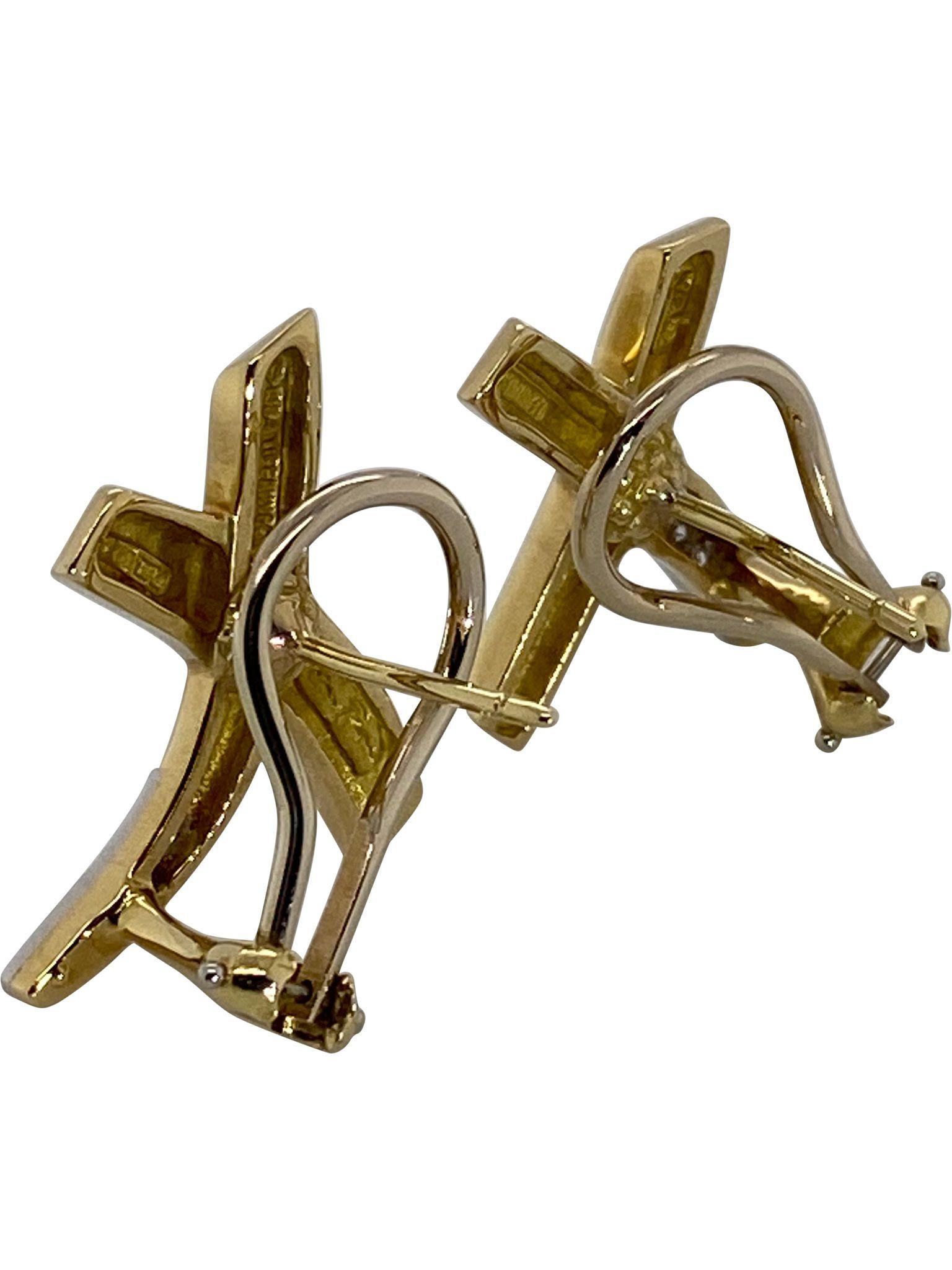 Women's Tiffany & Co. Paloma Picasso 18 Karat Yellow Gold and Diamond Kiss Earrings