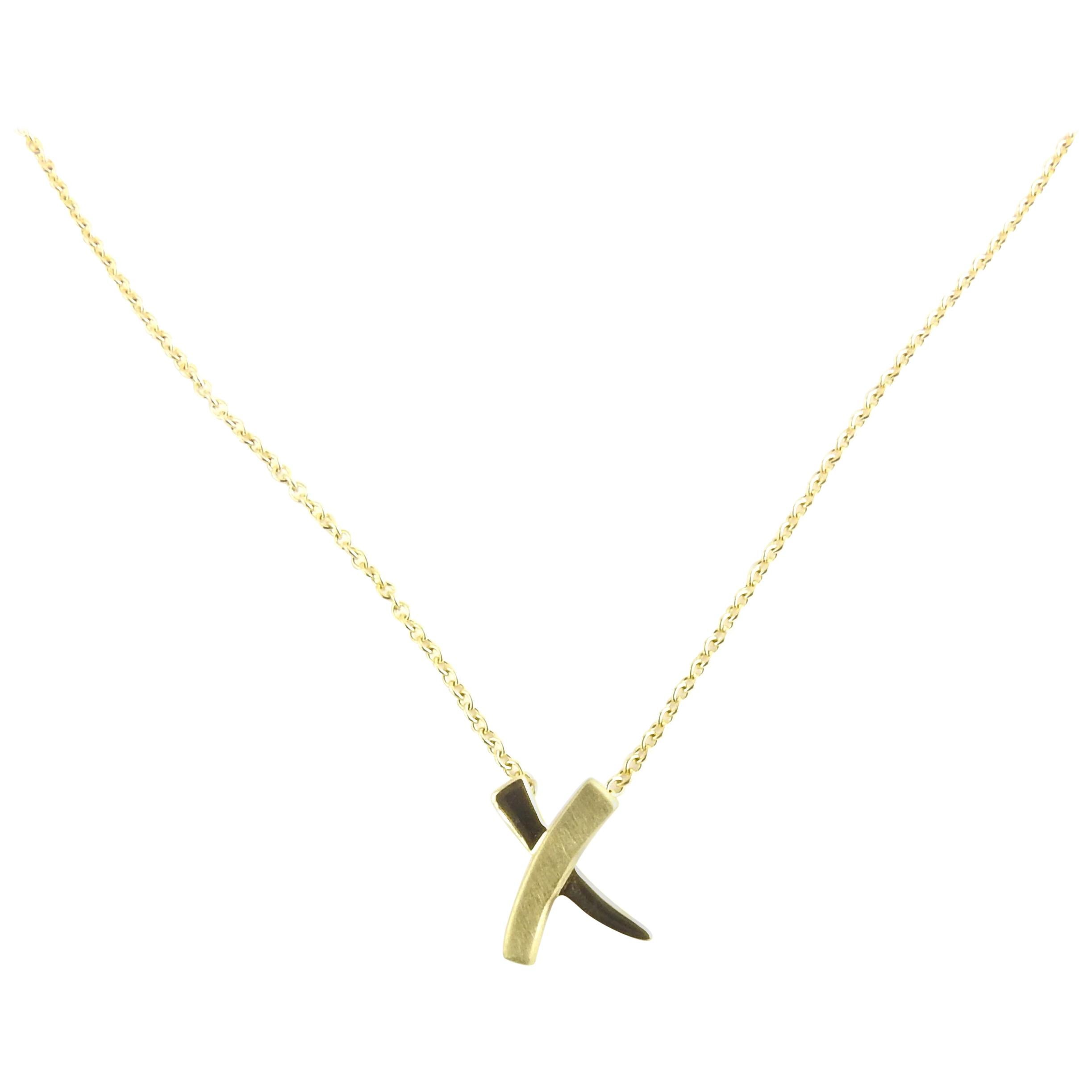 Tiffany & Co. Paloma Picasso 18 Karat Yellow Gold Mini X Kiss Necklace