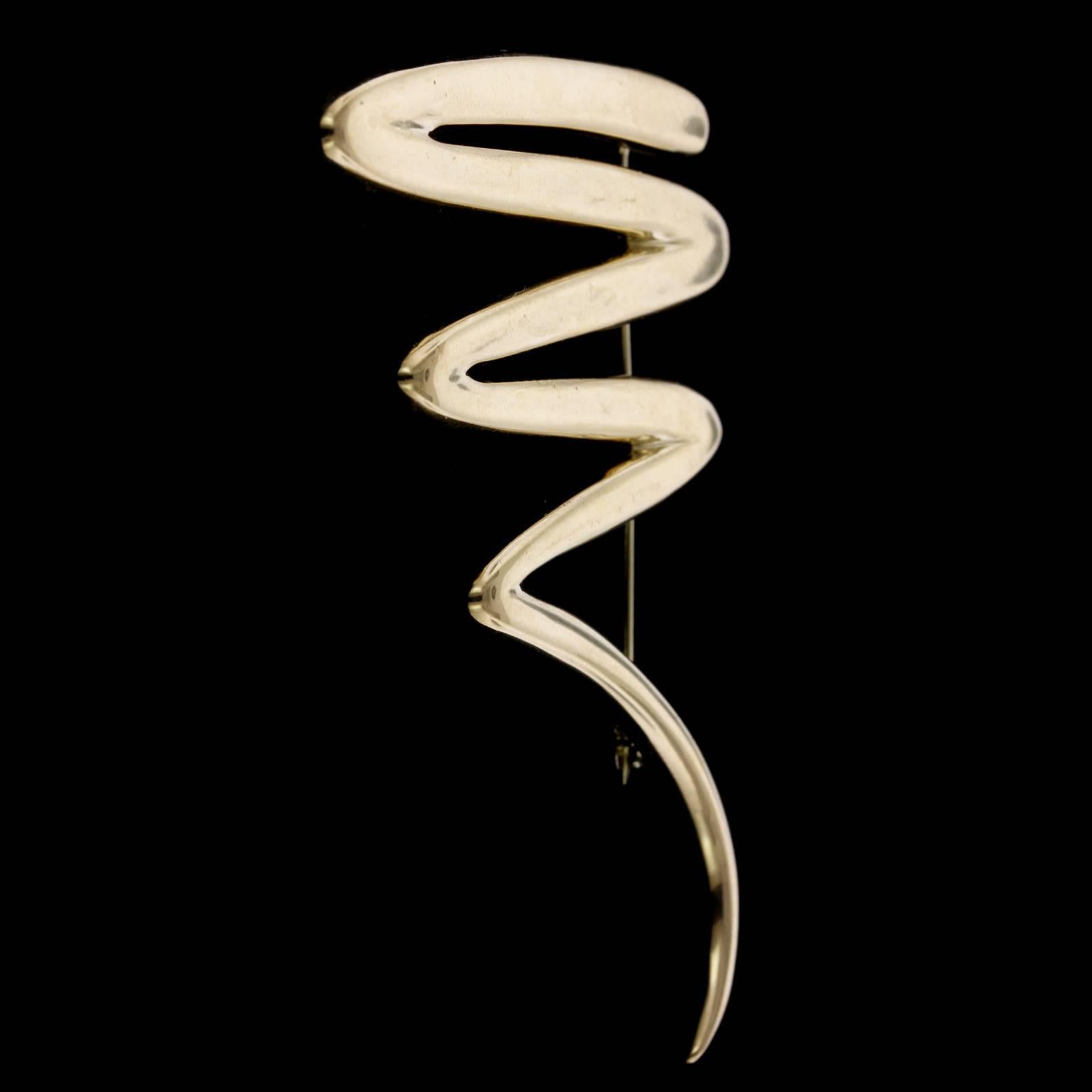Tiffany & Co. Paloma Picasso 18K Yellow Gold Squiggle Pin. Length 2 5/8