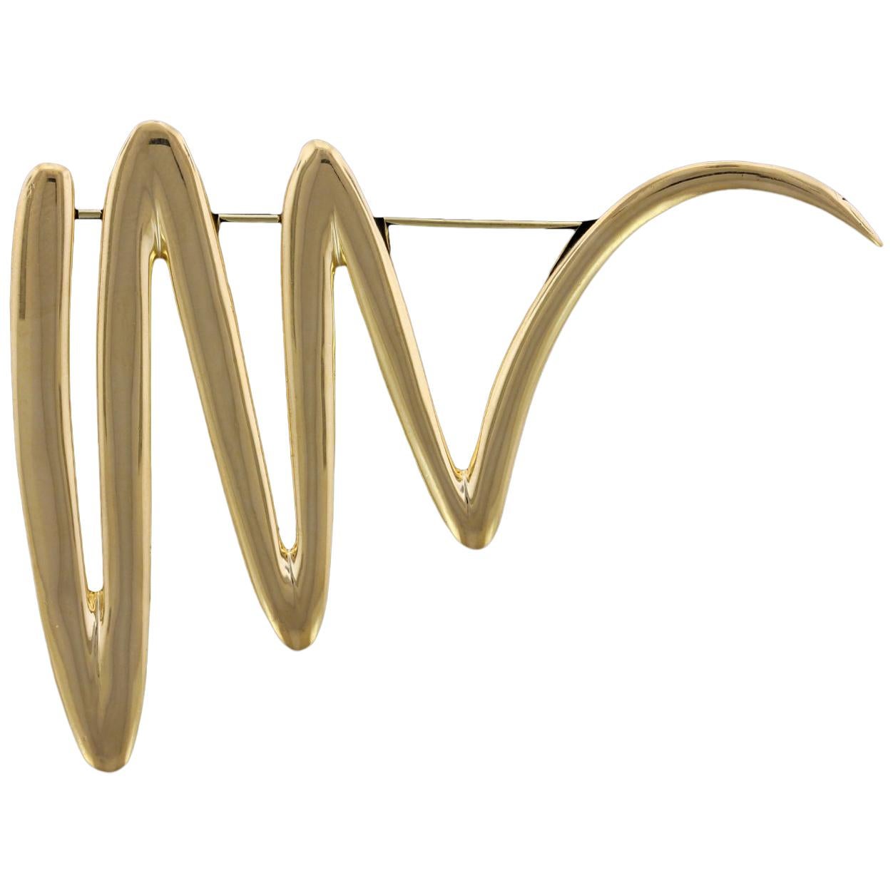 Tiffany & Co. Paloma Picasso 18 Karat Yellow Gold Squiggle Pin For Sale