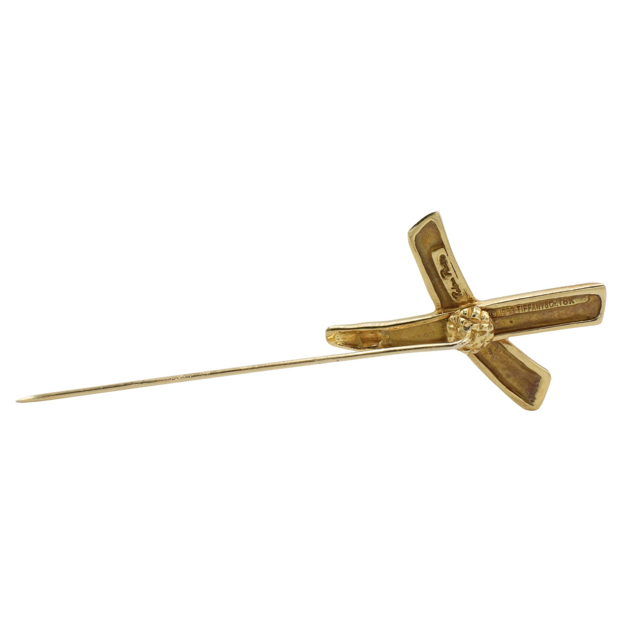 Contemporary Tiffany & Co. Paloma Picasso 18 Karat Yellow Gold X Stick Pin Brooch 1983 For Sale