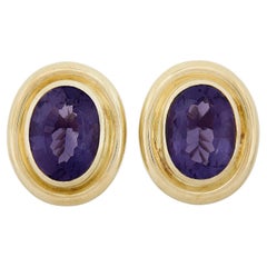 Tiffany & Co. Paloma Picasso 18K Gold Bezel Oval Amethyst Large Clip On Earrings