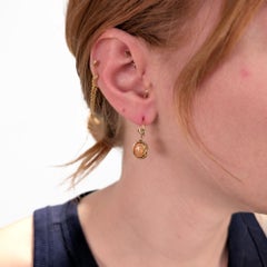 Tiffany & Co Paloma Picasso 18k Gold & Citrine Cabochon Olive Leaf Drop Earrings