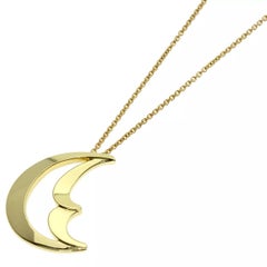 TIFFANY & Co. Paloma Picasso 18K Gold Crescent Moon Pendant Necklace LARGE