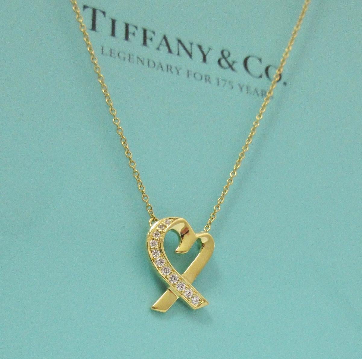 Taglio rotondo TIFFANY & Co. Collana Paloma Picasso for Tiffany & Co. in oro 18 carati con ciondolo a cuore con diamante in vendita