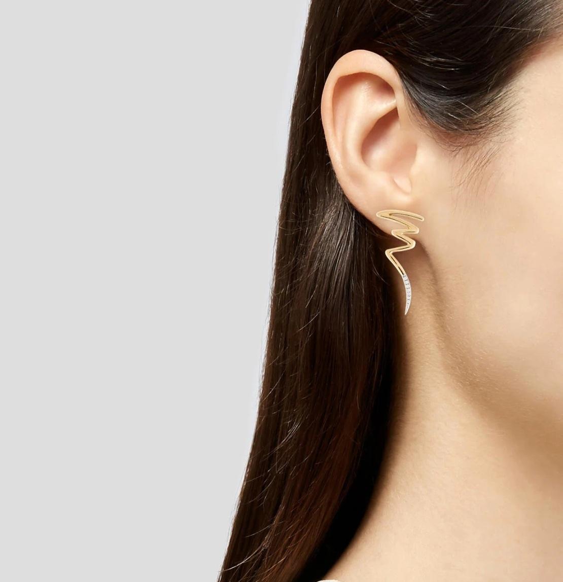 Women's TIFFANY & Co. Paloma Picasso 18K Gold Diamond Scribble Earrings For Sale