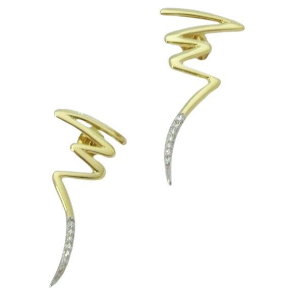 TIFFANY & Co. Paloma Picasso 18K Gold Diamond Scribble Earrings For Sale