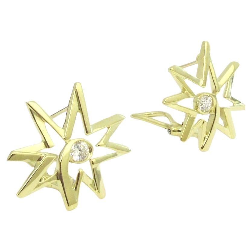 TIFFANY & Co. Paloma Picasso 18K Gold Diamond Sun Earrings