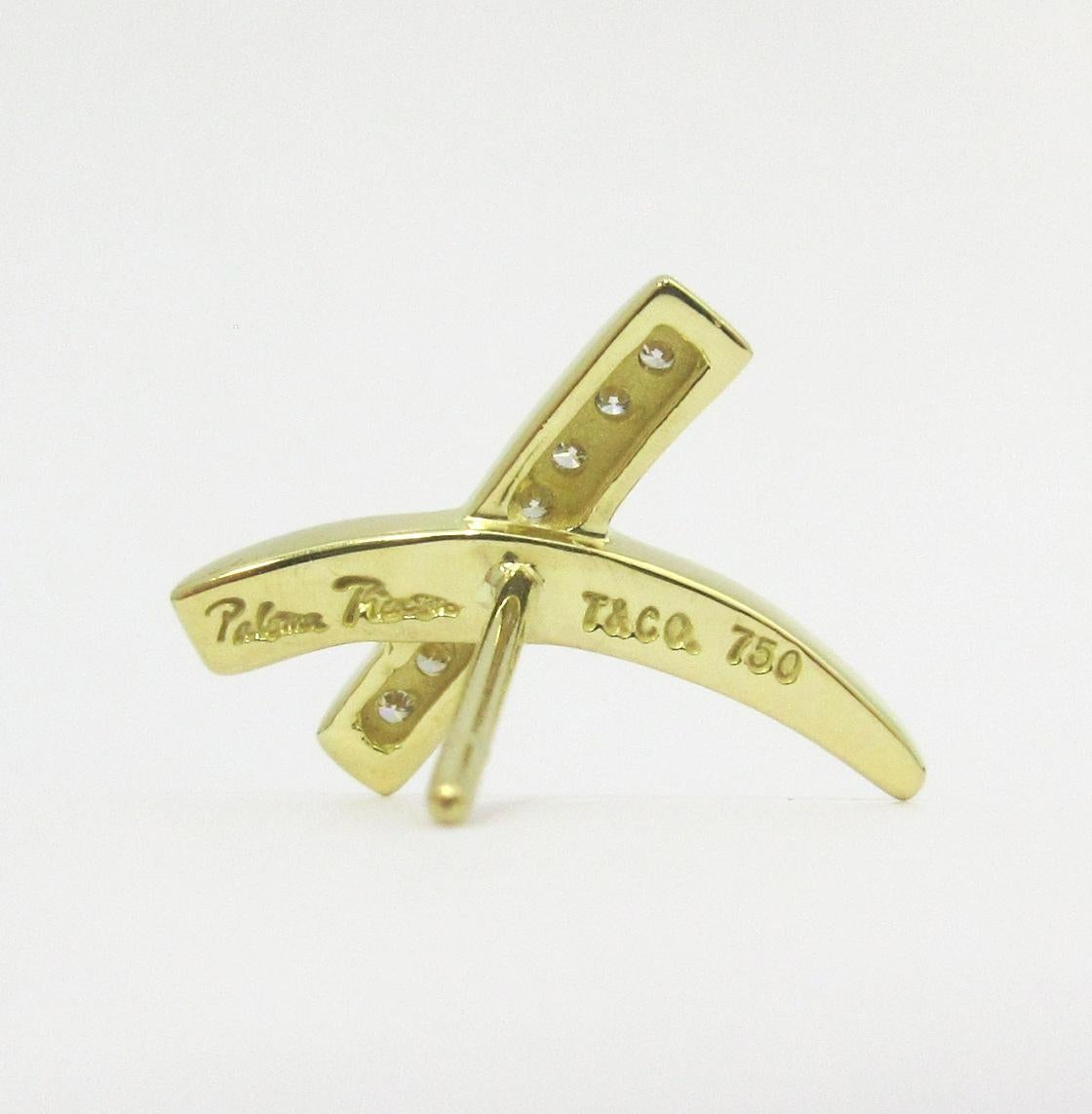 TIFFANY & Co. Paloma Picasso 18K Gold Diamond X Earrings New For Sale 2