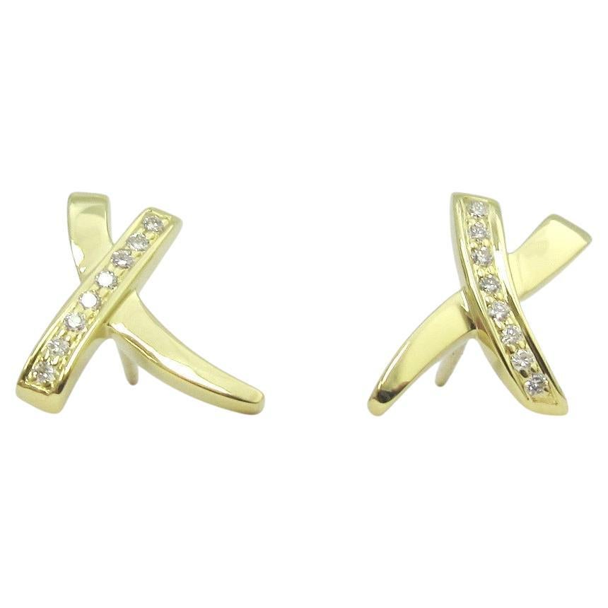 TIFFANY & Co. Paloma Picasso 18K Gold Diamond X Earrings New