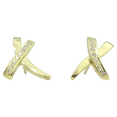 TIFFANY & Co. Paloma Picasso 18K Gold Diamond X Earrings New