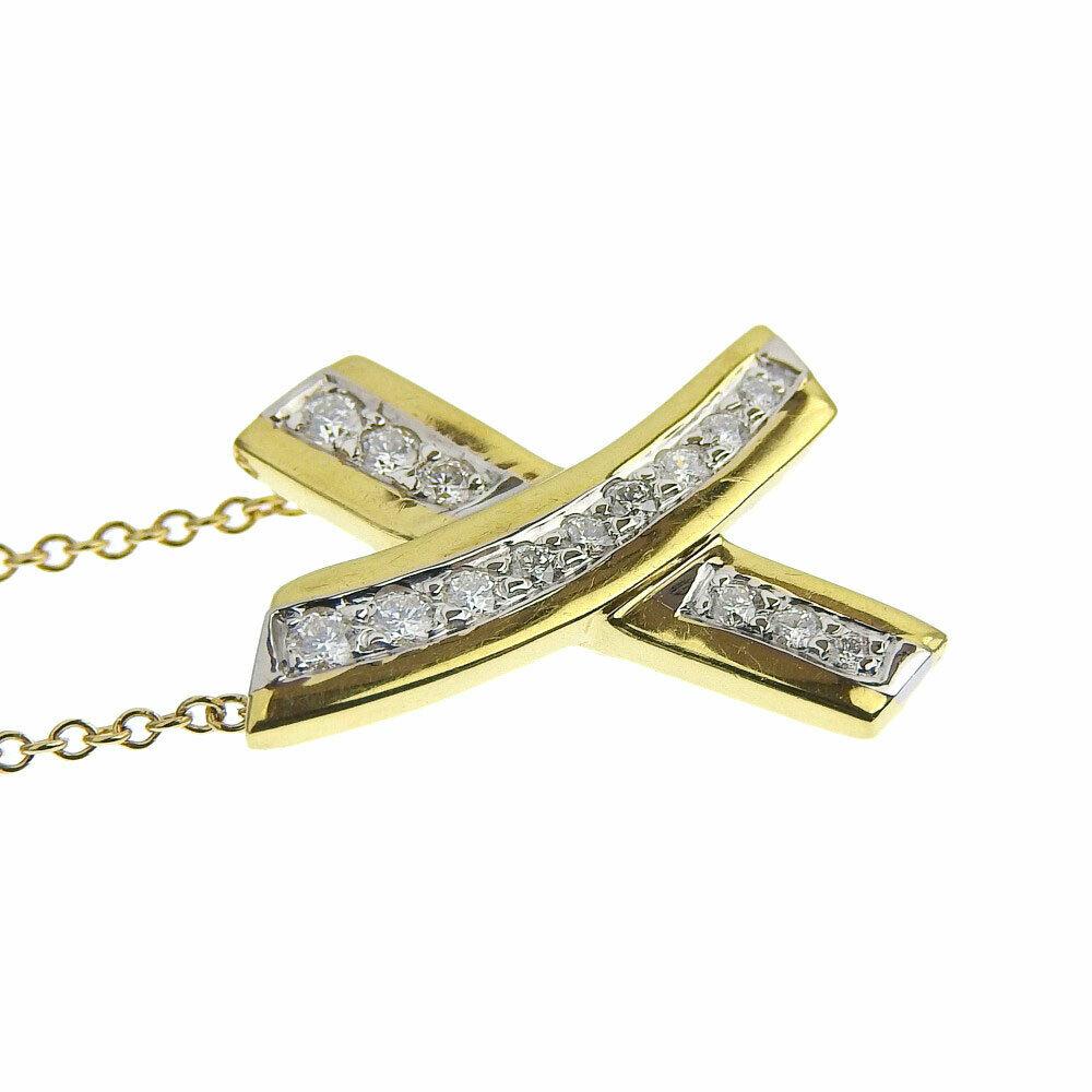 TIFFANY & Co. Paloma Picasso 18K Gold Diamond X Pendant Necklace In Good Condition In Los Angeles, CA