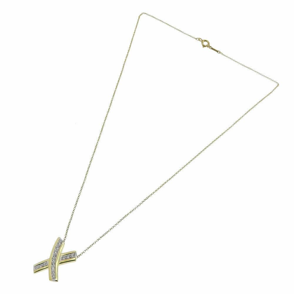 TIFFANY & Co. Paloma Picasso 18K Gold Diamond X Pendant Necklace 2