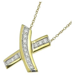 TIFFANY & Co. Paloma Picasso 18K Gold Diamond X Pendant Necklace