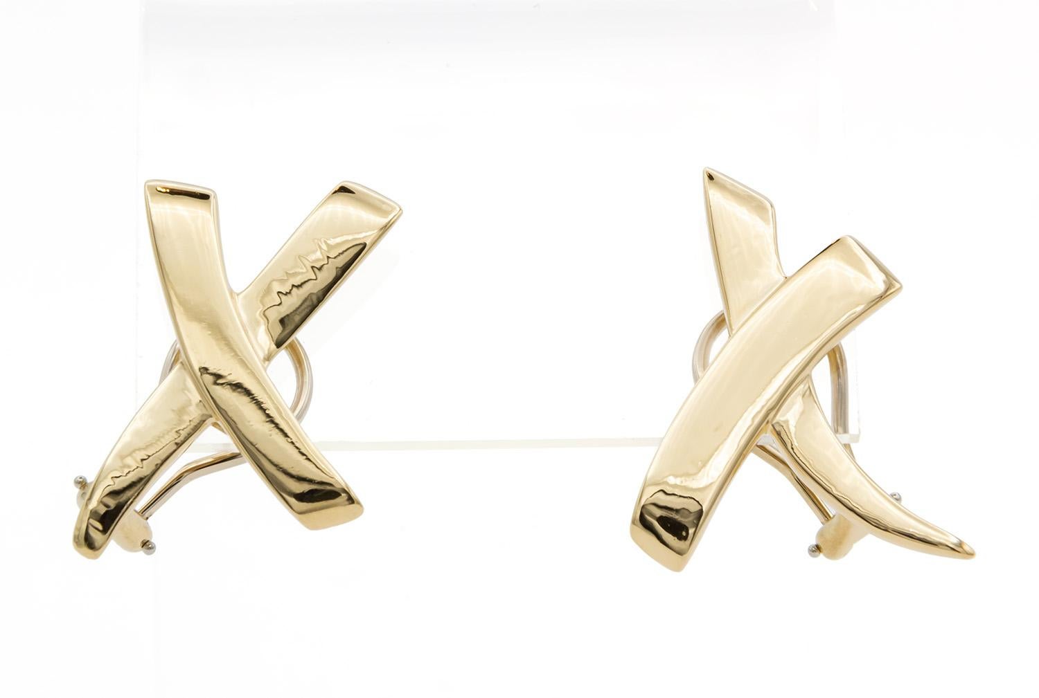 Tiffany & Co. Paloma Picasso 18k Gold Graffiti X Kiss Large Earclip Earrings 1