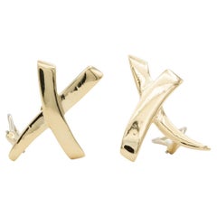 Tiffany & Co. Paloma Picasso 18k Gold Graffiti X Kiss Large Earclip Earrings