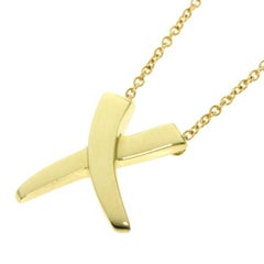 TIFFANY & Co. Paloma Picasso 18K Gold Graffiti X Pendant Necklace Medium