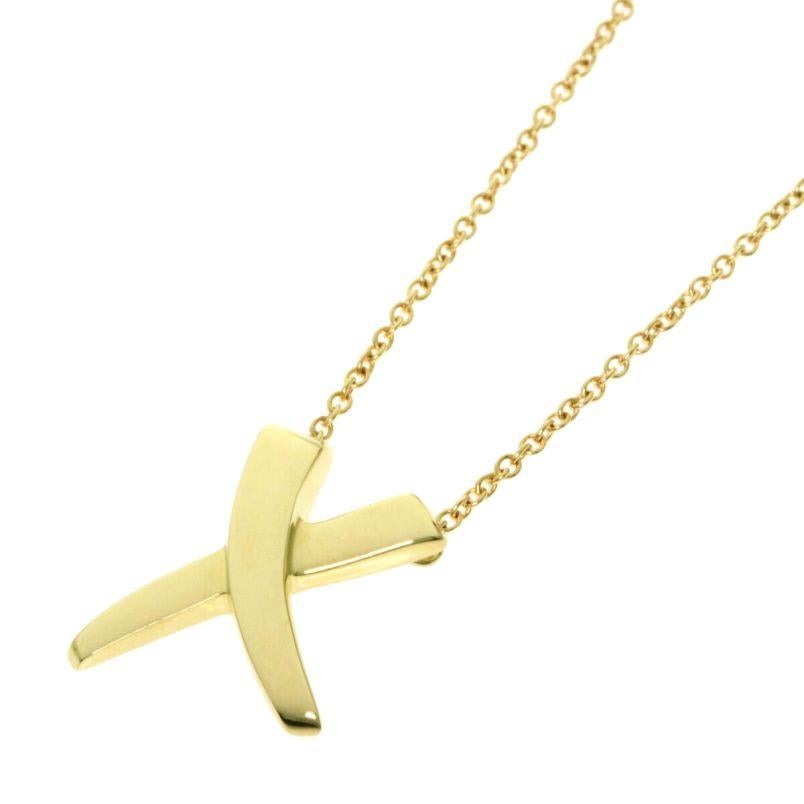 TIFFANY & Co. Paloma Picasso 18K Gold Graffiti X Pendant Necklace Medium In Excellent Condition For Sale In Los Angeles, CA
