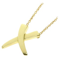 TIFFANY & Co. Paloma Picasso 18K Gold Graffiti X Pendant Necklace Medium