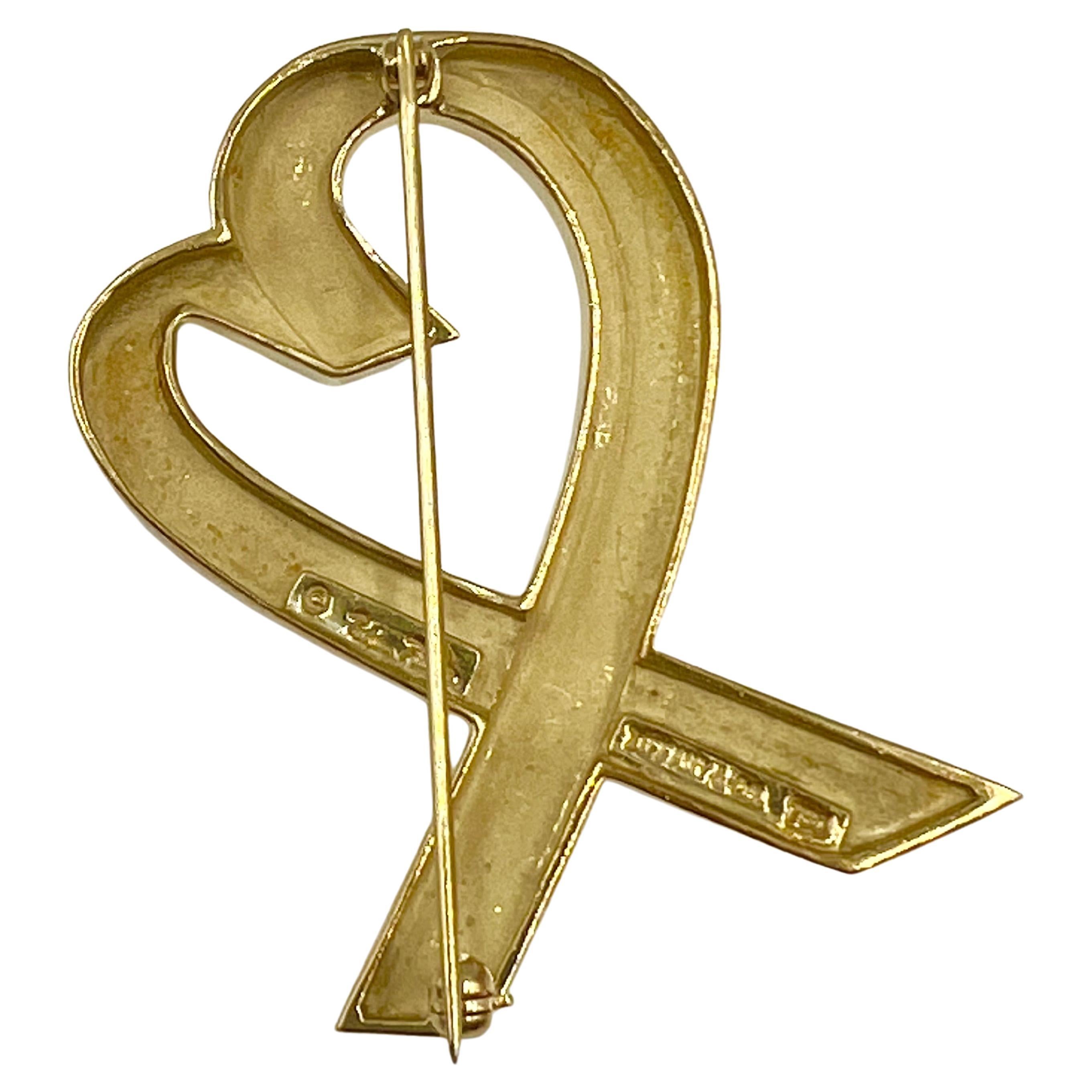 Modern Tiffany & Co. Paloma Picasso 18k Gold Large Ribbon Heart Brooch Pin