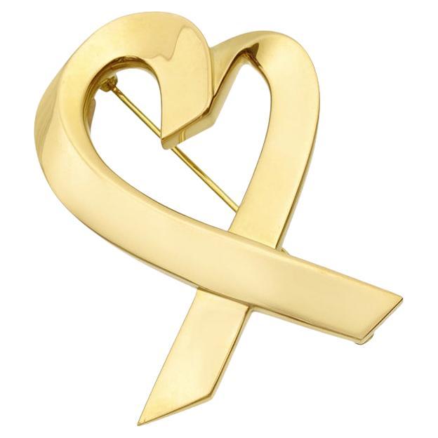 Tiffany & Co. Paloma Picasso 18k Gold Large Ribbon Heart Brooch Pin