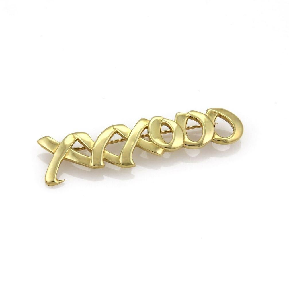 TIFFANY & Co. Paloma Picasso 18K Gold Love Kisses Pin Brooch LARGE 

Metal: 18K Yellow Gold 
Weight: 8.70 grams
Measurement: 57mm(2.24