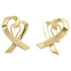 TIFFANY & Co. Paloma Picasso 18K Gold Loving Heart Earrings Extra Large