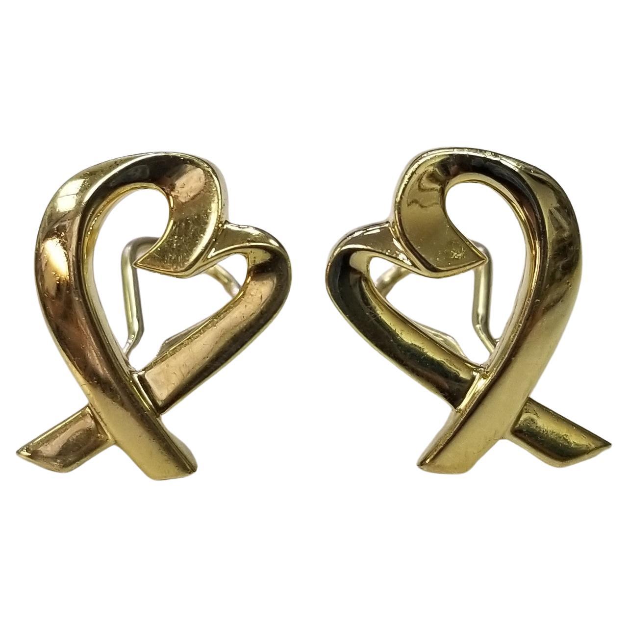 Tiffany & Co. Paloma Picasso 18k Gold Loving Heart Lever Back Earrings For Sale