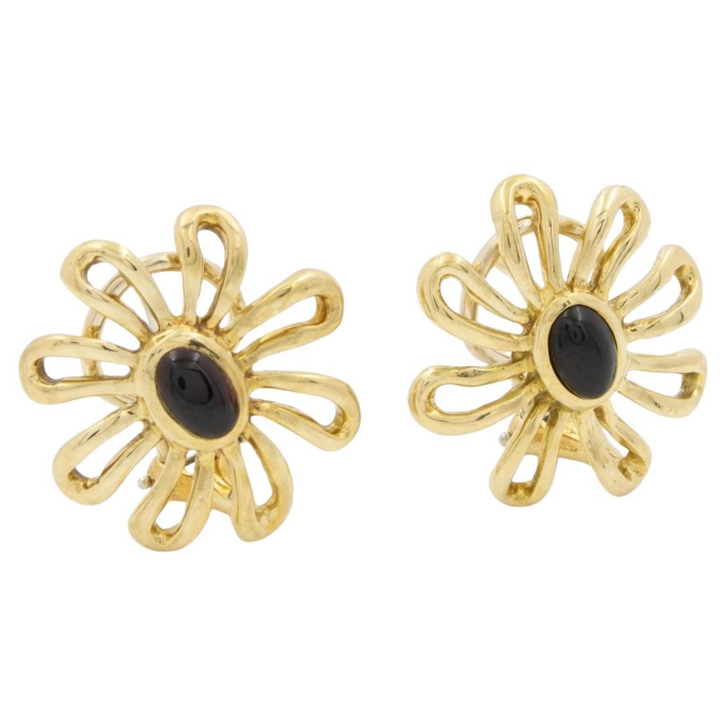 TIFFANY 
Co. Paloma Picasso 18K Gold Onyx Daisy Earrings im Angebot