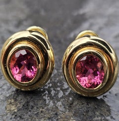Tiffany & Co. Paloma Picasso 18k Gold Oval Rubellite Tourmaline Earrings 17.7g