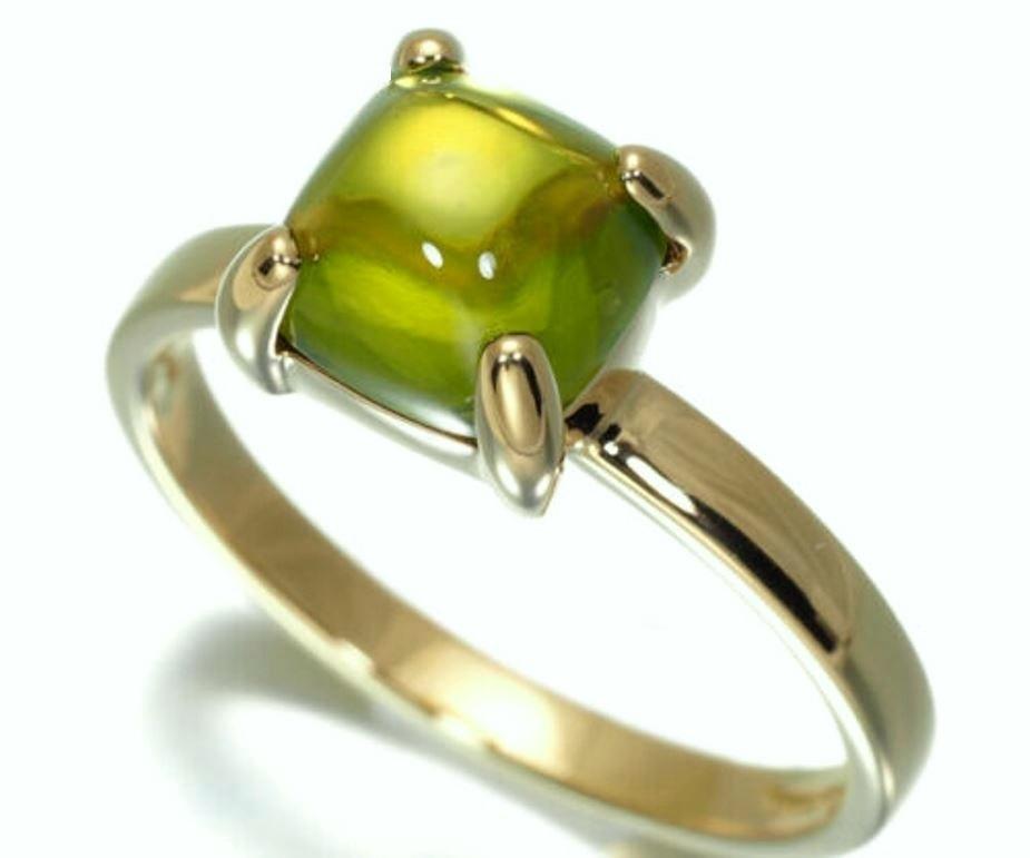 TIFFANY & Co. Paloma Picasso 18K Gold Peridot Sugar Ring 5.5

 Metal: 18K Yellow Gold
 Size: 5.5
 Peridot: 7mm x 7mm
 Hallmark: TIFFANY&Co. 750 ©Paloma Picasso
 Condition: Excellent condition, like new
 
Limited edition, no longer available for sale