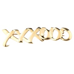Tiffany & Co Paloma Picasso 18k Gold Pin XS & OS Brooch Hugs & Kisses XXXOOO