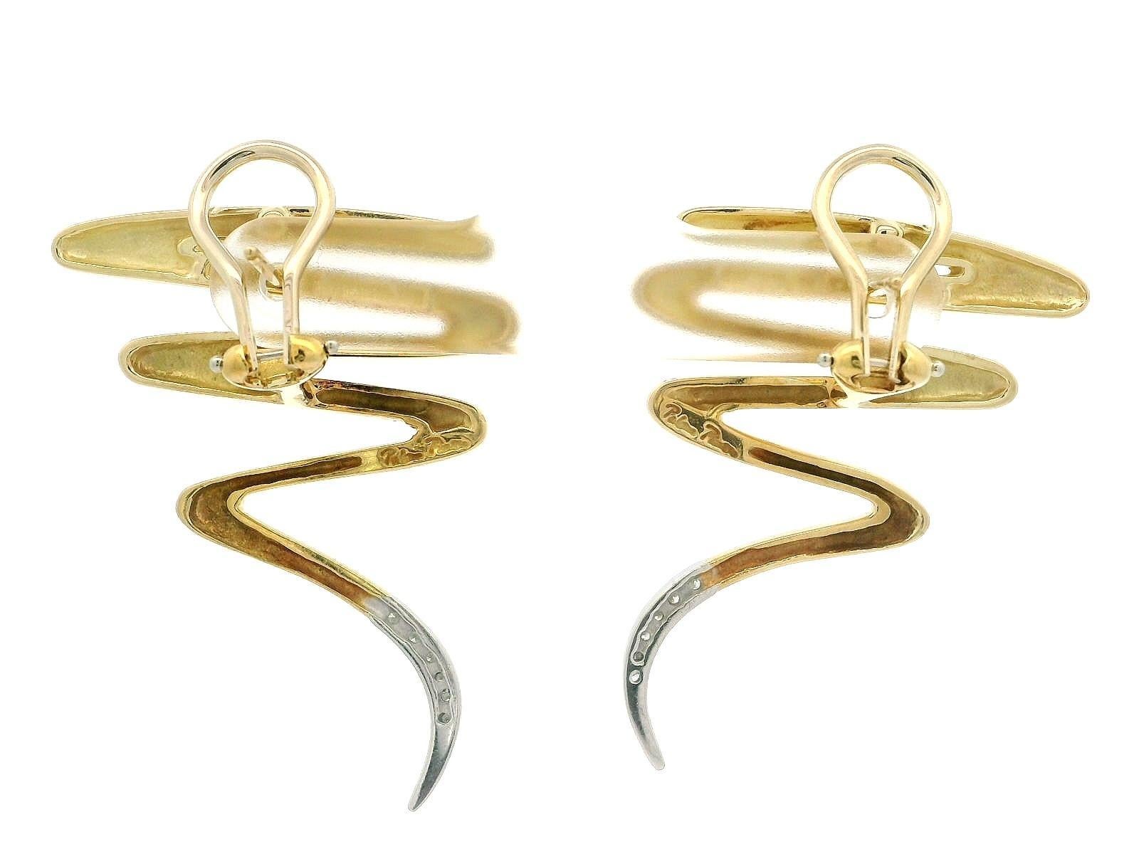 Tiffany & Co. Paloma Picasso 18k Gold Platinum 0.15ctw Diamond Zig Zag Earrings For Sale 1