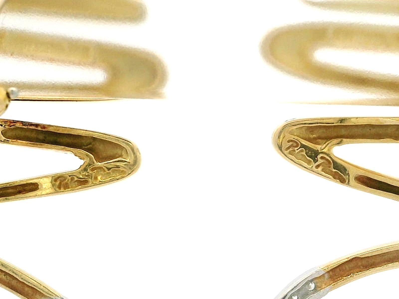 Tiffany & Co. Paloma Picasso 18k Gold Platinum 0.15ctw Diamond Zig Zag Earrings For Sale 2